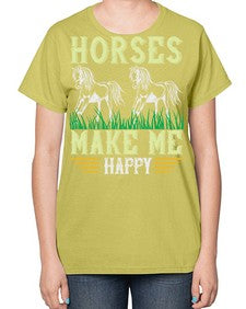 horses make me happy Style 40# - horse-  Ladies T-Shirt