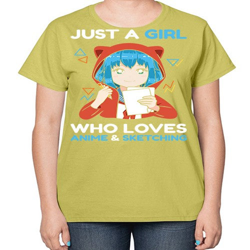 just a girl who loves anime and sketching259# - anime-  Ladies T-Shirt