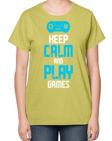 keep calm and play games 133# - video games-  Ladies T-Shirt