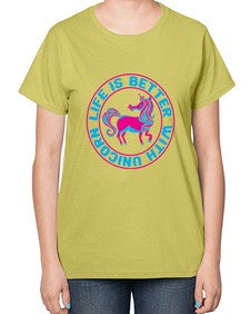 life is better with unicorn 251# - unicorn-  Ladies T-Shirt