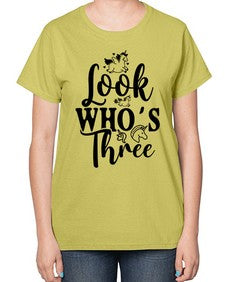 look whos three 265# - unicorn-  Ladies T-Shirt