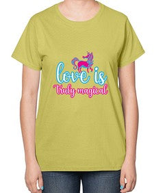 love is truly magical 271# - unicorn-  Ladies T-Shirt