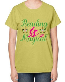 reading is magical 369# - unicorn-  Ladies T-Shirt
