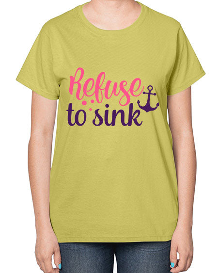 refuse to sink Style 4# - breast cancer-  Ladies T-Shirt