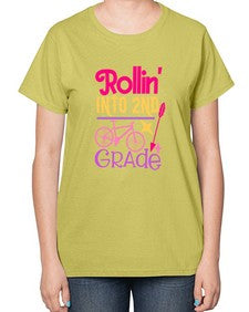 rollin into second grade 783# - second grade-  Ladies T-Shirt