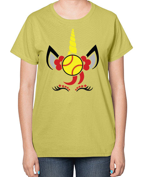 softball unicorn 401# - softball-  Ladies T-Shirt