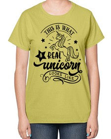 this is what a real unicorn black 436# - unicorn-  Ladies T-Shirt