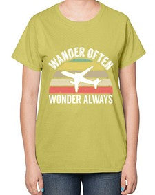wander often wonder always  47# - airplane-  Ladies T-Shirt