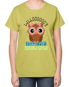whooos ready for second grade girl 1008# - second grade-  Ladies T-Shirt