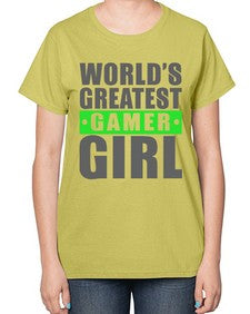 worlds greatest gamer girl 166# - video games-  Ladies T-Shirt