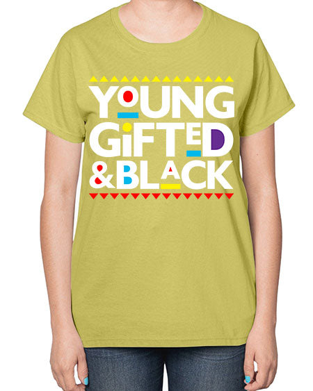 young gifted and black 2# - black words and phrases-  Ladies T-Shirt