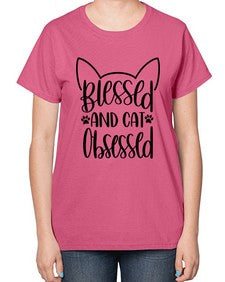 Blessed And Cat Obsessed Style 79# - cats-  Ladies T-Shirt