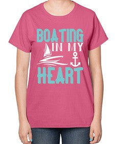 Boating in my heart 13# - boats-  Ladies T-Shirt