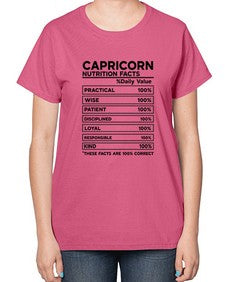 Capricorn Nutrition Facts 185# - capricorn-  Ladies T-Shirt