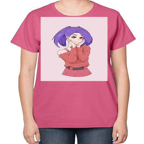 Cute girl with cute pose 138# - anime-  Ladies T-Shirt