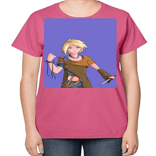 Girl hold knife 12# - anime-  Ladies T-Shirt