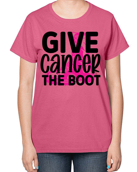 Give Cancer the Boot 25# - breast cancer-  Ladies T-Shirt