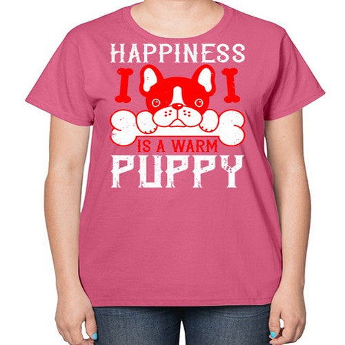 Happiness is a warm puppy Style 203# - dogs-  Ladies T-Shirt