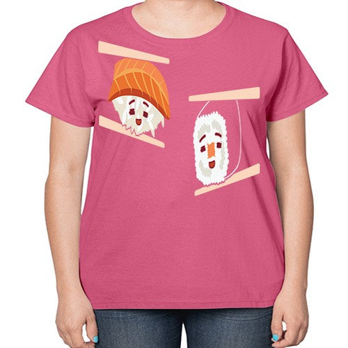 Happy Sushi Anime Kawaii Set Anime 232# - anime-  Ladies T-Shirt
