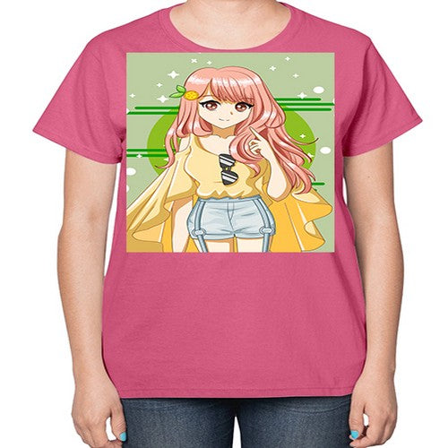 Happy and cute yellow blouse in summer holiday 43# - anime-  Ladies T-Shirt