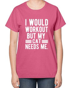I would Workout - cats-  Ladies T-Shirt