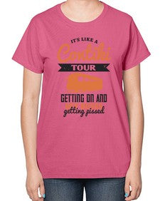 Its like a Contiki tour getting on and off buses getting pissed 3# - bus-  Ladies T-Shirt