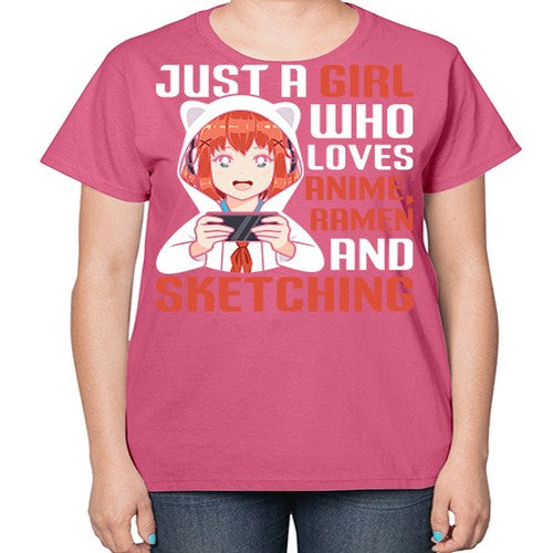 Just a girl who loves anime ramen and sketching260# - anime-  Ladies T-Shirt