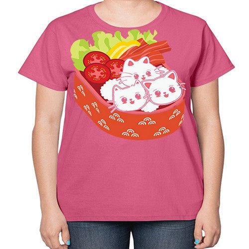 Kawaii Cat Boxed Lunch Anime Anime 266# - anime-  Ladies T-Shirt