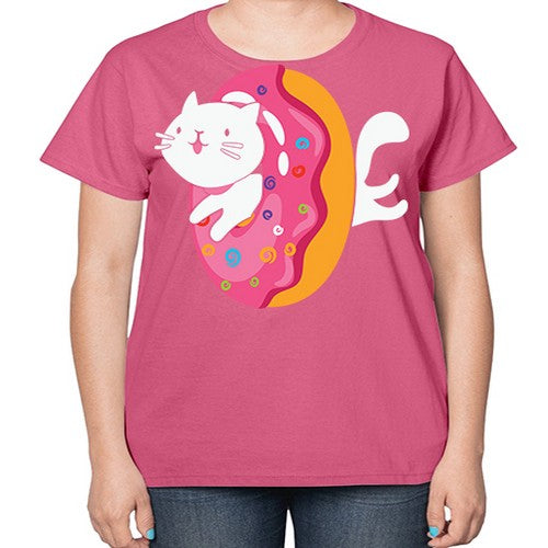 Kawaii Cat Donut Anime Lover Anime 267# - anime-  Ladies T-Shirt