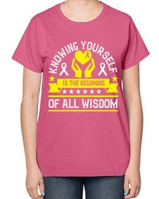Knowing yourself is the beginning of all wisdom Style 38# - Self awareness-  Ladies T-Shirt