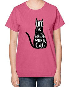 Life Is Better With A Cat Style 98# - cats-  Ladies T-Shirt