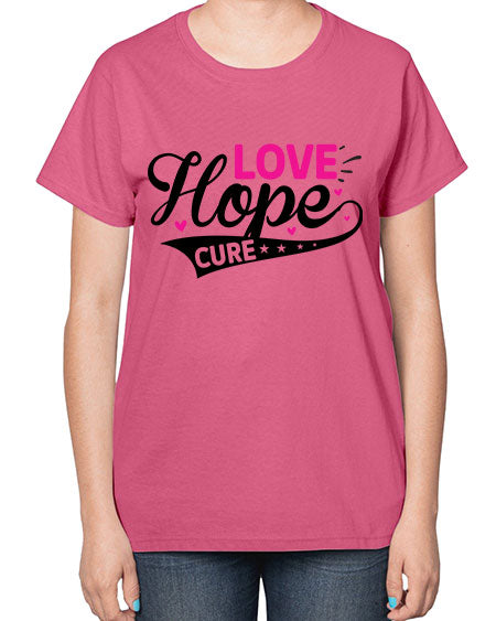 Love Hope Cure 14# - breast cancer-  Ladies T-Shirt