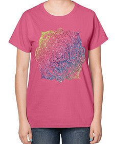 Mandala Courage Rainbow Glitter 758# - mandala-  Ladies T-Shirt