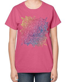 Mandala Teach Love Inspire Rainbow Glitter 762# - mandala-  Ladies T-Shirt