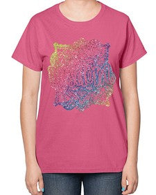 Mandala Wisdom Rainbow Glitter 764# - mandala-  Ladies T-Shirt