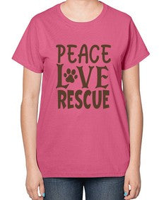 Peace Love Rescue Style 23# - cats-  Ladies T-Shirt