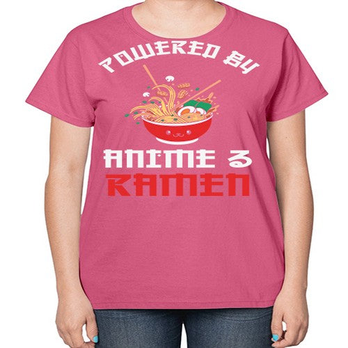 Powered by Anime amp Ramen 275# - anime-  Ladies T-Shirt