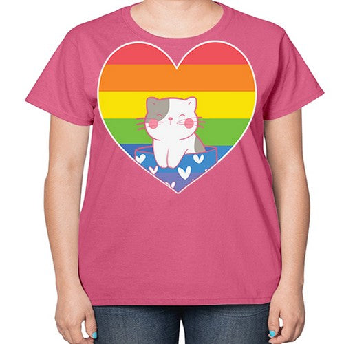 Pride Cat LGBT Kawaii Cats Anime 276# - anime-  Ladies T-Shirt