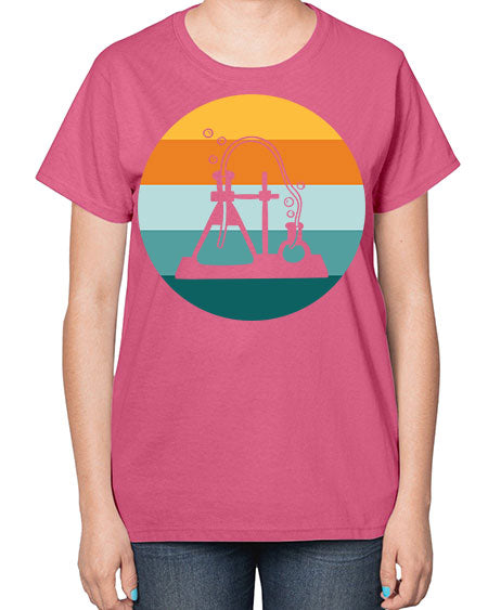 ScientistRetroSunsetScientistSkinite Scientist Skinite 39# - general science-  Ladies T-Shirt