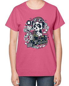 Skull Train 1067# - skull and bones-  Ladies T-Shirt