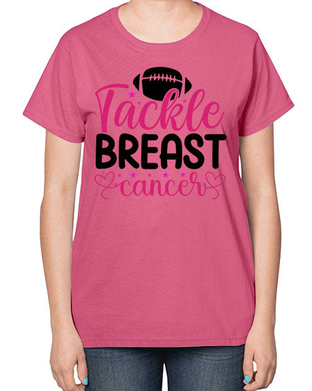 Tackle Breast Cancer 4# - breast cancer-  Ladies T-Shirt