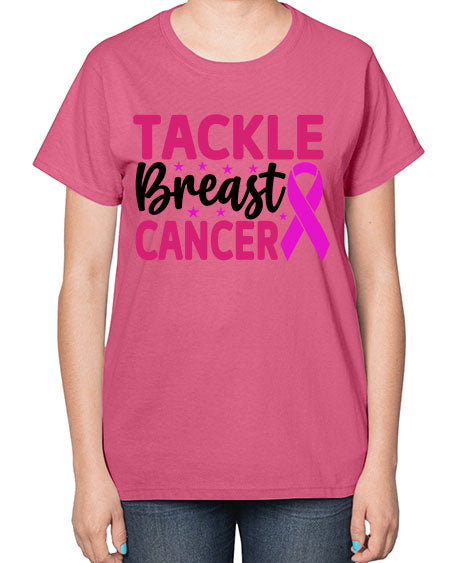 Tackle Breast Cancer 5# - breast cancer-  Ladies T-Shirt