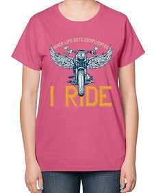 When life gets complicated 76# - motorcycle-  Ladies T-Shirt