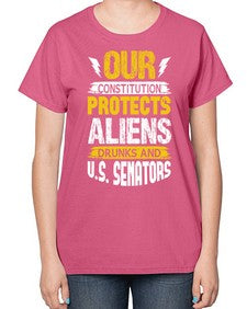 Your constituion protects aliens and drunks 49# - ufo-  Ladies T-Shirt