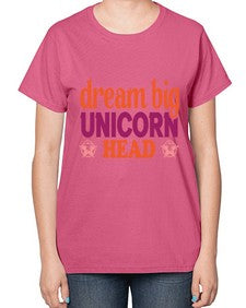 dream big unicorn head 108# - unicorn-  Ladies T-Shirt