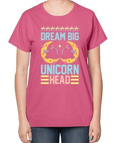 dream big unicorn head 113# - unicorn-  Ladies T-Shirt