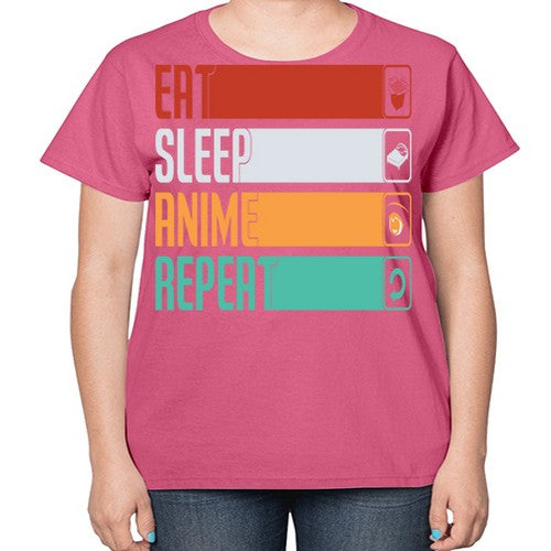 eat sleep anime repeat225# - anime-  Ladies T-Shirt