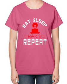 eat sleep hack repeat 48# - computer-  Ladies T-Shirt