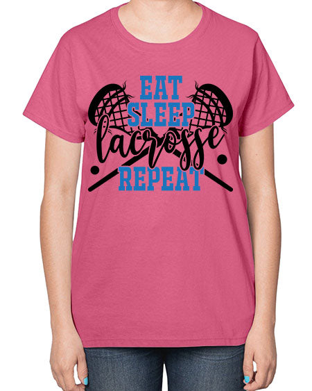 eat sleep lacrosse repeat 15# - lacrosse-  Ladies T-Shirt
