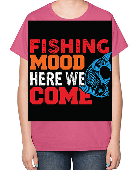 fishing mood here we come png 44# - shark-fish-  Ladies T-Shirt
